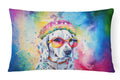 Dalmatian Hippie Dawg Decorative Throw Pillow 12x16 Indoor Outdoor Accent Cushion, Fabric Cover with Insert for Sofa, Bed, Porch & Living Room