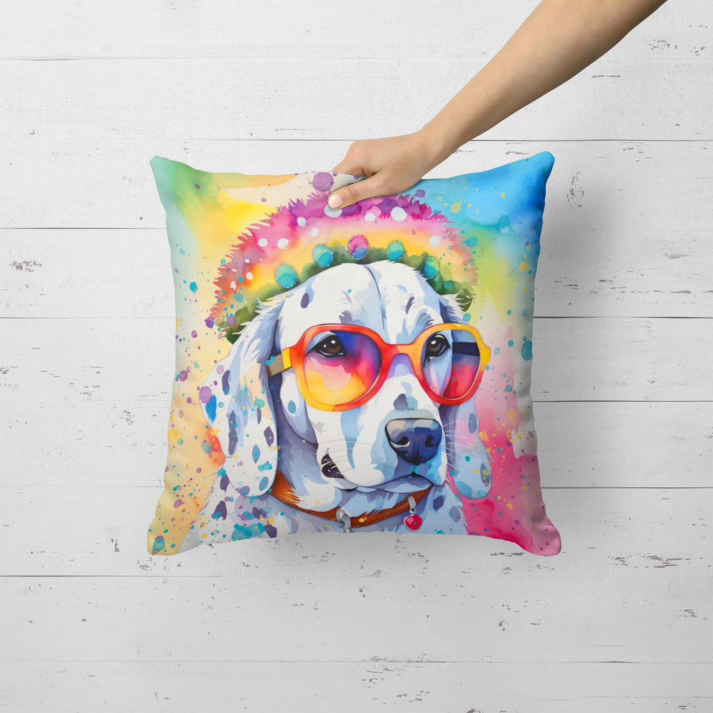 Dalmatian Hippie Dawg Decorative Throw Pillow 18x18 Indoor Outdoor Accent Cushion, Fabric Cover with Insert for Sofa, Bed, Porch & Living Room