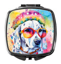 Dalmatian Hippie Dawg Compact Mirror Decorative Travel Makeup Mirror for Women Girls Gifts Pocket Makeup Mirror Folding Handheld
