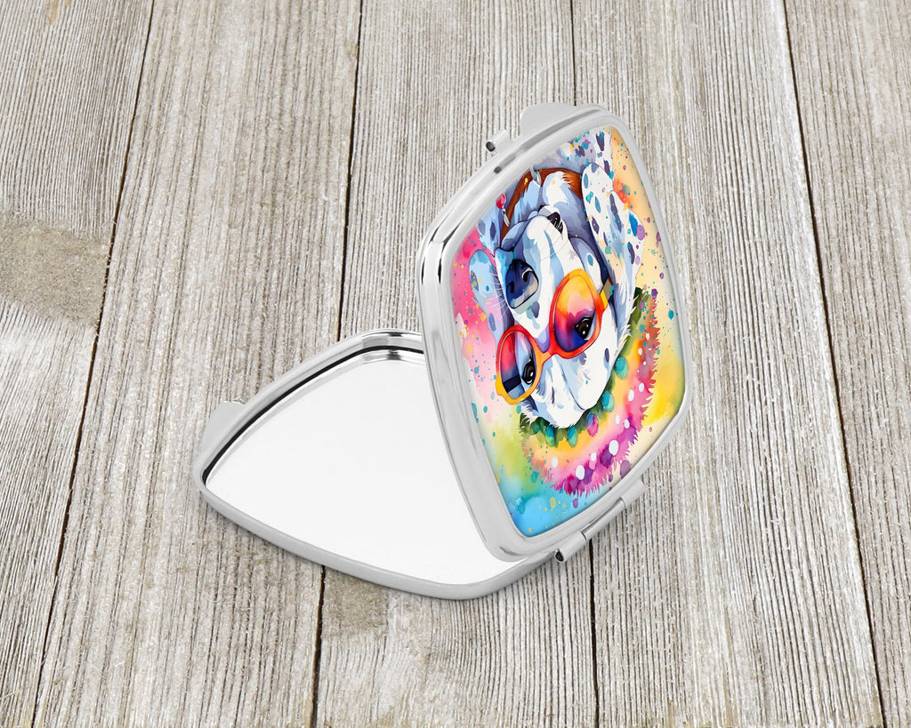 Dalmatian Hippie Dawg Compact Mirror Decorative Travel Makeup Mirror for Women Girls Gifts Pocket Makeup Mirror Folding Handheld
