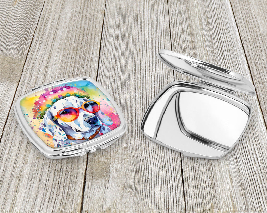 Dalmatian Hippie Dawg Compact Mirror Decorative Travel Makeup Mirror for Women Girls Gifts Pocket Makeup Mirror Folding Handheld