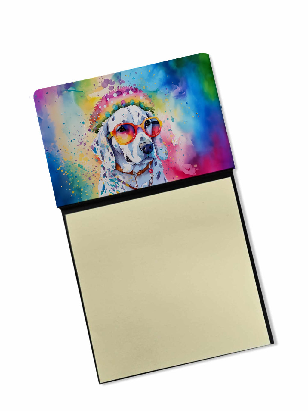 Dalmatian Hippie Dawg Watercolor Sticky Note Holder Refillable Dispenser Desk Accessory 3x3 Pad Gift