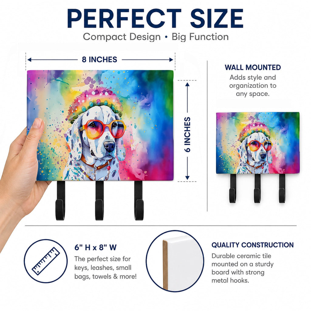 Dalmatian Hippie Dawg Leash or Key Holder Wall Hooks, Coat Rack Wall Mount, for Hanging Keys, Towels, Aprons, Leashes