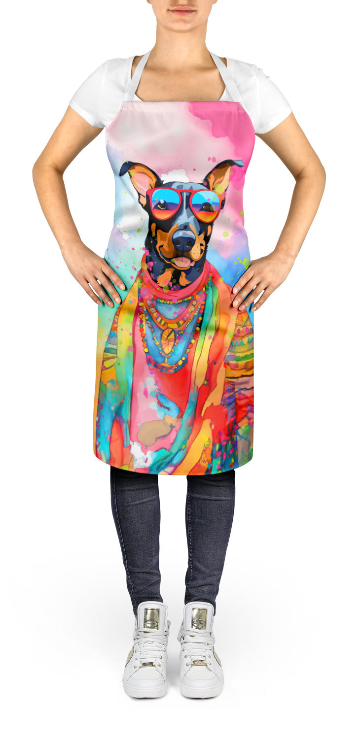Doberman Pinscher Hippie Dawg Apron Cooking Kitchen Server Baking Crafts Gardening for Adult Women Men, Unisex, Large, Multicolor