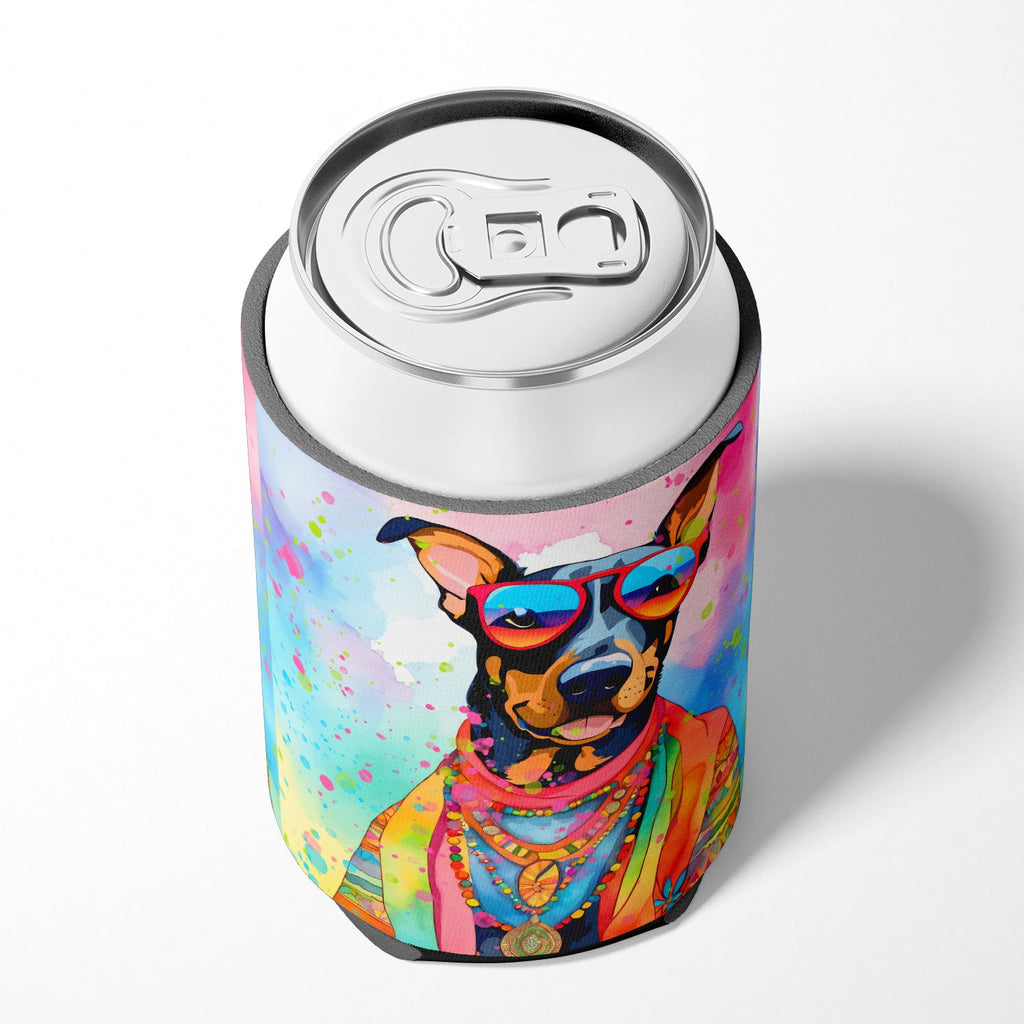 Doberman Pinscher Hippie Dawg Can or Bottle Hugger Cooler Sleeve for Standard 12 oz Cans, Insulated Foam Beer & Soda Can Hugger Reusable