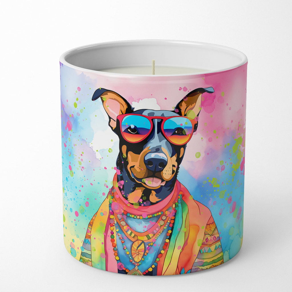 Doberman Pinscher Hippie Dawg Decorative Soy Candle Nature Soy Wax Essential Oil Home Decor Ideal for Bedroom Kitchen Bath Office Gift, 10 oz