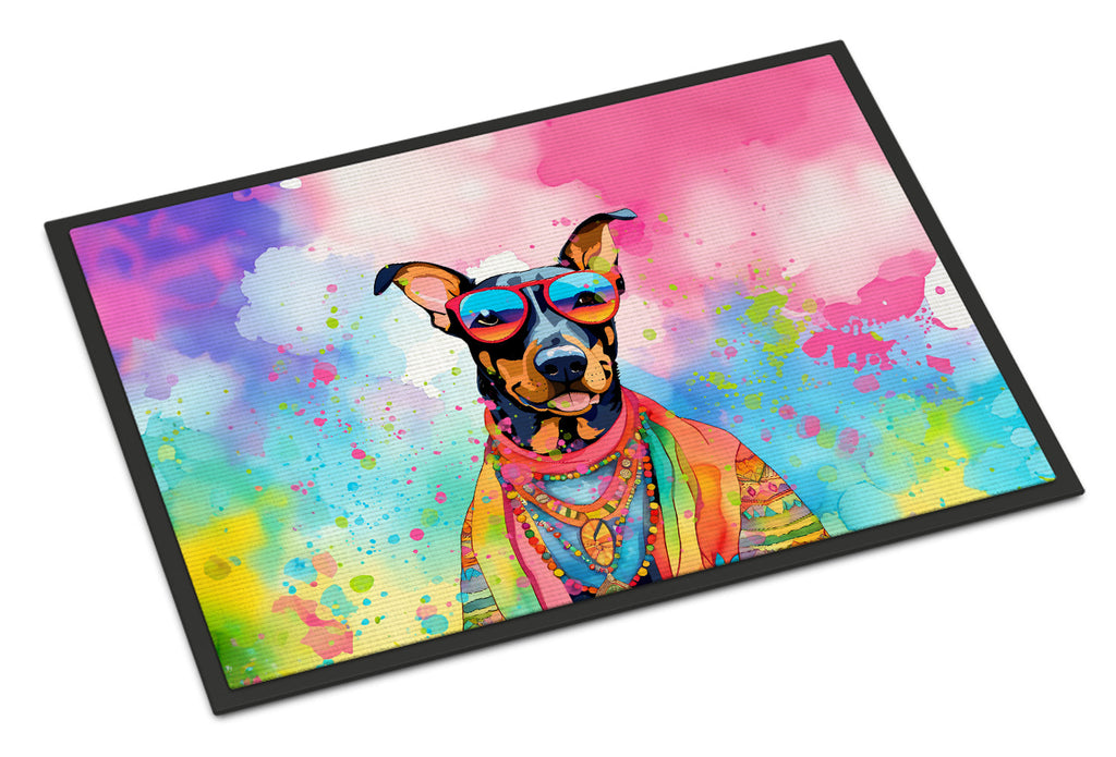 Doberman Pinscher Hippie Dawg Doormat Indoor Outdoor 24H X 36W Front Door Mat Rugs for Entryway, Non Slip Washable Low Pile,