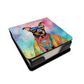 Doberman Pinscher Hippie Dawg PU Leather Note Paper Holder with Artist-Designed Cover, Desk Accessory, Office Gift