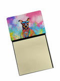 Doberman Pinscher Hippie Dawg Watercolor Sticky Note Holder Refillable Dispenser Desk Accessory 3x3 Pad Gift