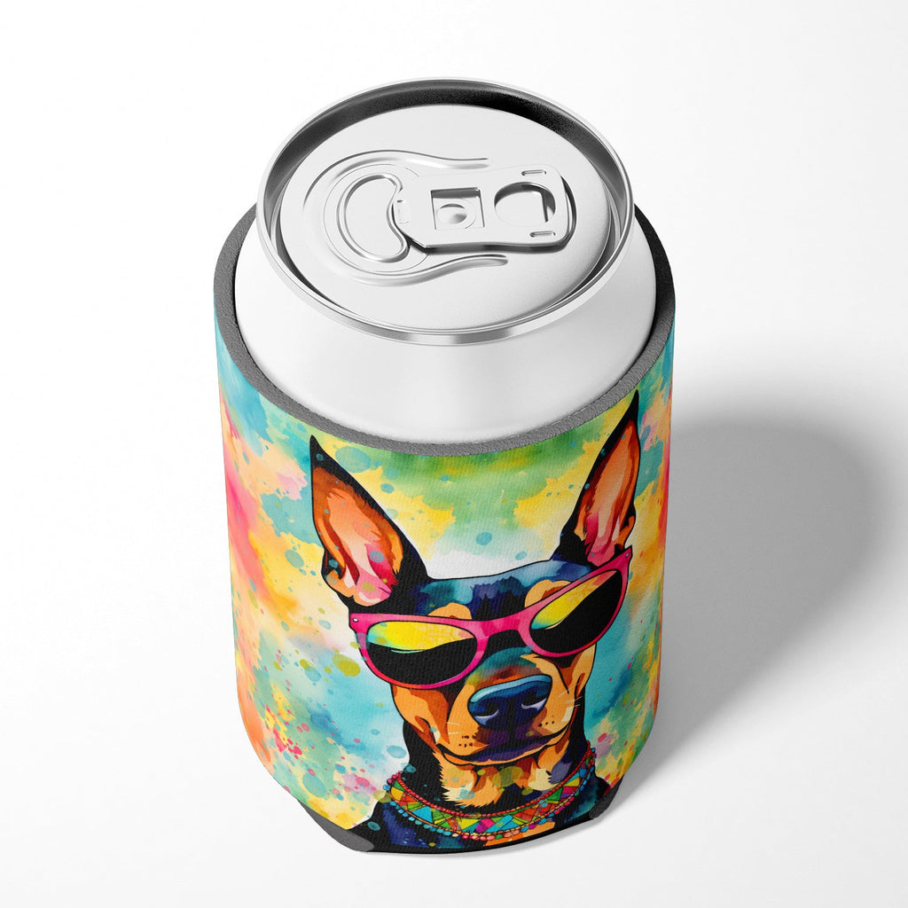 Doberman Pinscher Hippie Dawg Can or Bottle Hugger Cooler Sleeve for Standard 12 oz Cans, Insulated Foam Beer & Soda Can Hugger Reusable