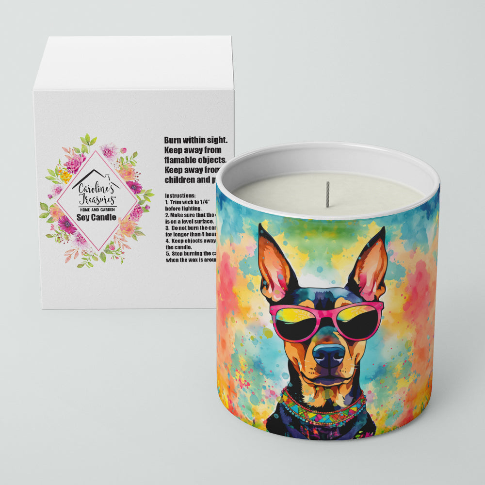 Doberman Pinscher Hippie Dawg Decorative Soy Candle Nature Soy Wax Essential Oil Home Decor Ideal for Bedroom Kitchen Bath Office Gift, 10 oz
