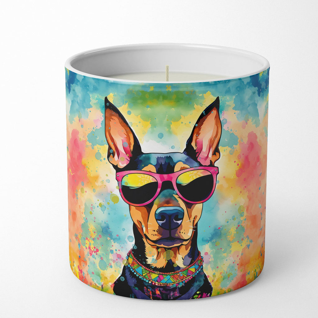 Doberman Pinscher Hippie Dawg Decorative Soy Candle Nature Soy Wax Essential Oil Home Decor Ideal for Bedroom Kitchen Bath Office Gift, 10 oz