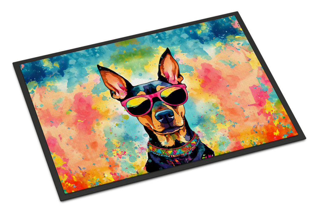 Doberman Pinscher Hippie Dawg Doormat Indoor Outdoor 24H X 36W Front Door Mat Rugs for Entryway, Non Slip Washable Low Pile,
