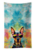 Doberman Pinscher Hippie Dawg Kitchen Towel Velour Plush Front and Cotton Loop Back Machine Washable