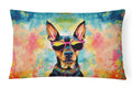 Doberman Pinscher Hippie Dawg Decorative Throw Pillow 12x16 Indoor Outdoor Accent Cushion, Fabric Cover with Insert for Sofa, Bed, Porch & Living Room