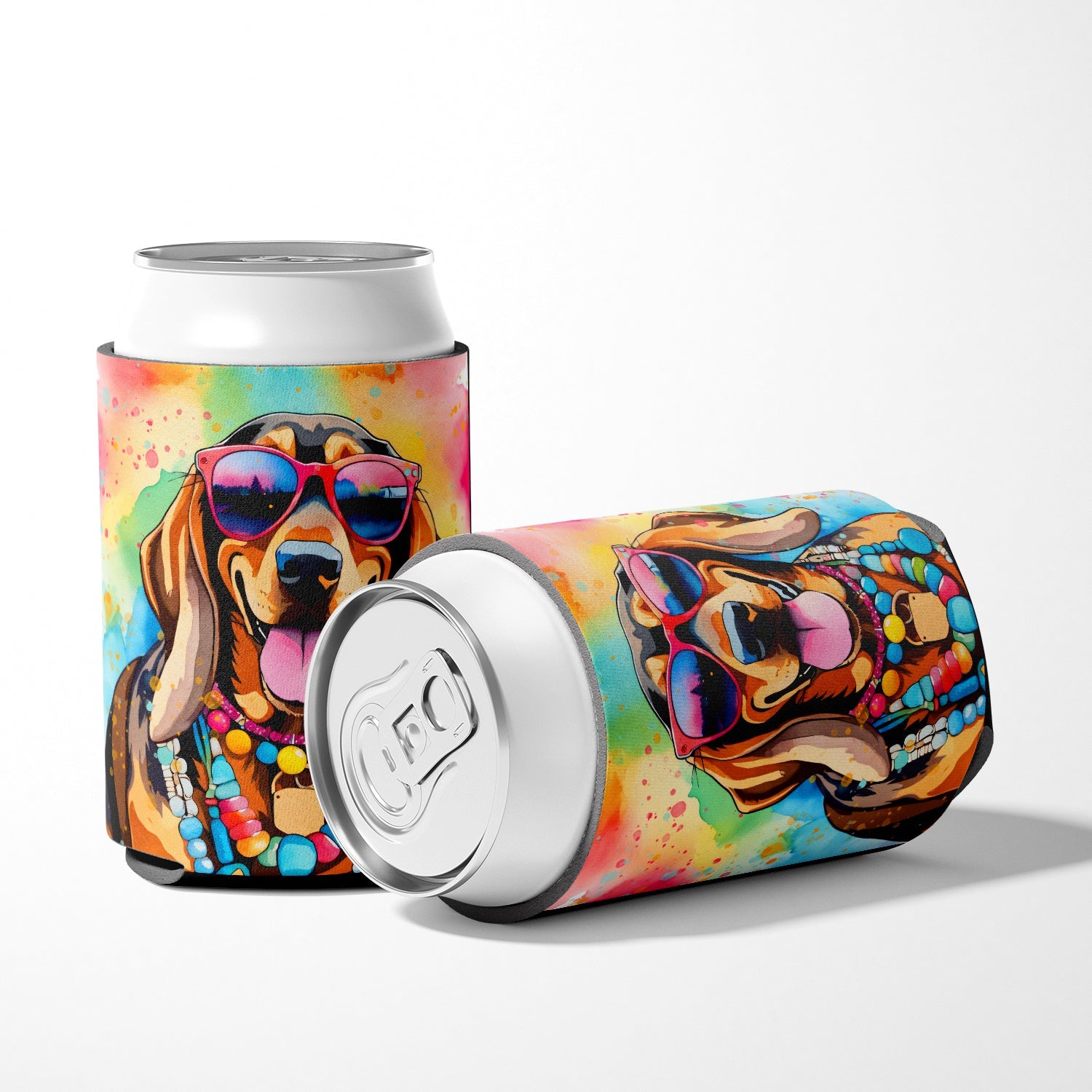 Doberman Pinscher Hippie Dawg Can or Bottle Hugger Cooler Sleeve for Standard 12 oz Cans, Insulated Foam Beer & Soda Can Hugger Reusable