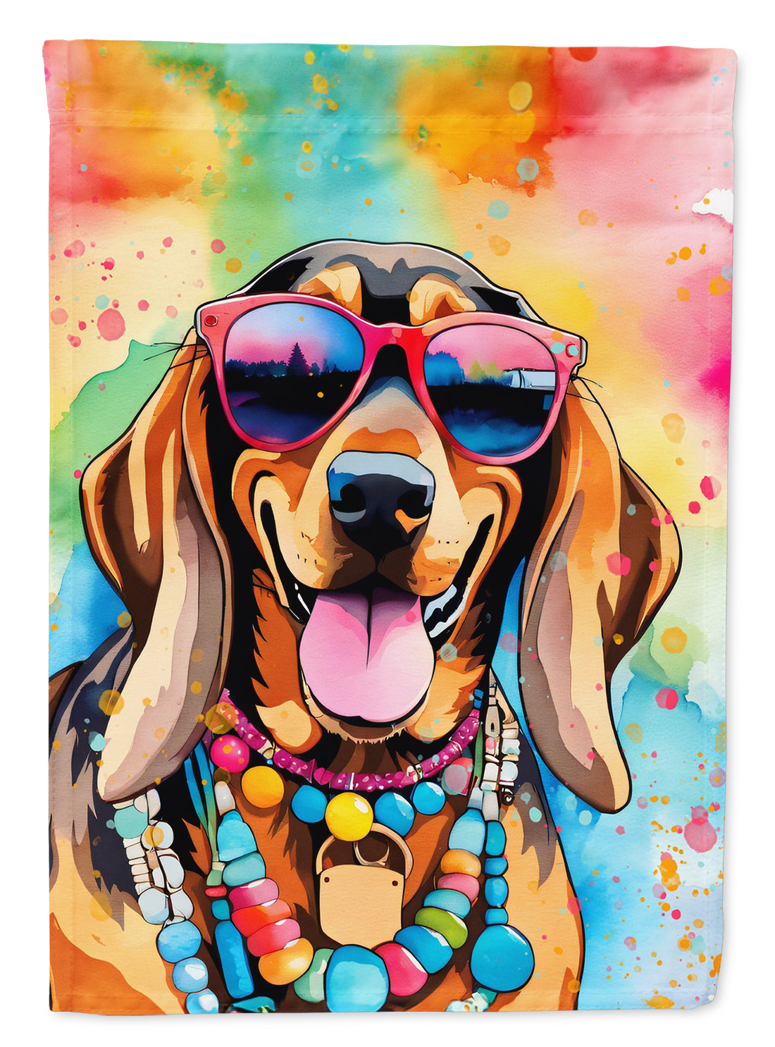 Doberman Pinscher Hippie Dawg House Flag 28x40 Porch Sleeve Pole Decorative Outside Yard Banner Artwork Wall Hanging, Polyester