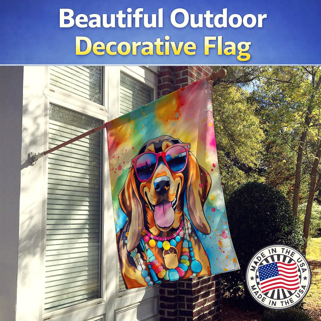 Doberman Pinscher Hippie Dawg House Flag 28x40 Porch Sleeve Pole Decorative Outside Yard Banner Artwork Wall Hanging, Polyester