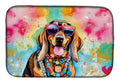 Doberman Pinscher Hippie Dawg Dish Drying Mat Absorbent Dish Drying Mat Pad for Kitchen Counter Dish Drainer Mat for Countertop, 14 x 21", Multicolor