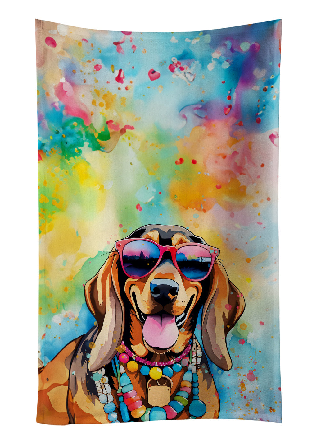 Doberman Pinscher Hippie Dawg Kitchen Towel Velour Plush Front and Cotton Loop Back Machine Washable