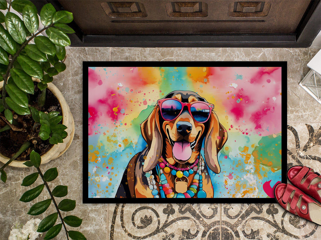 Doberman Pinscher Hippie Dawg Doormat Indoor Outdoor 18H X 27W Front Door Mat Rugs for Entryway, Non Slip Washable