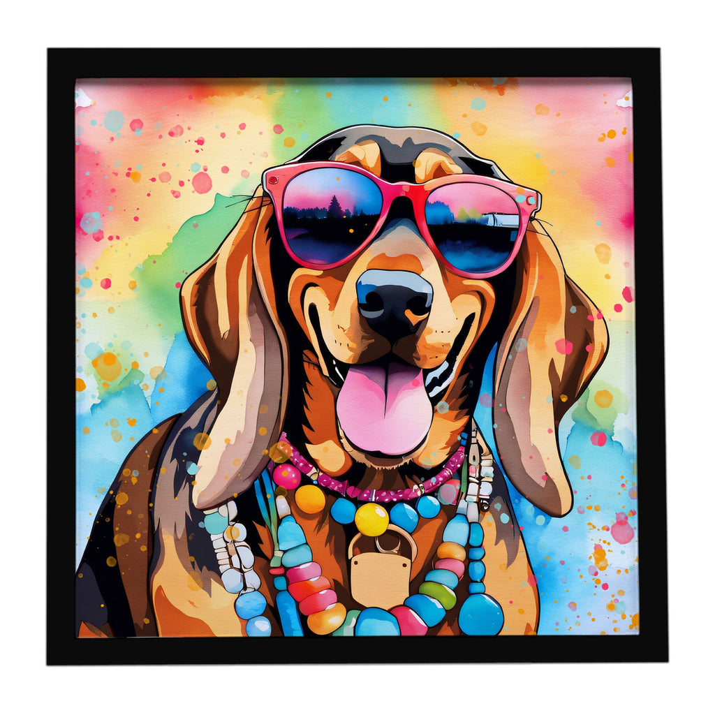 Doberman Pinscher Hippie Dawg Framed Metal Print Bathroom, Kitchen, Office, Home Decor Wall Art Ready to Hang, Square, 8X8