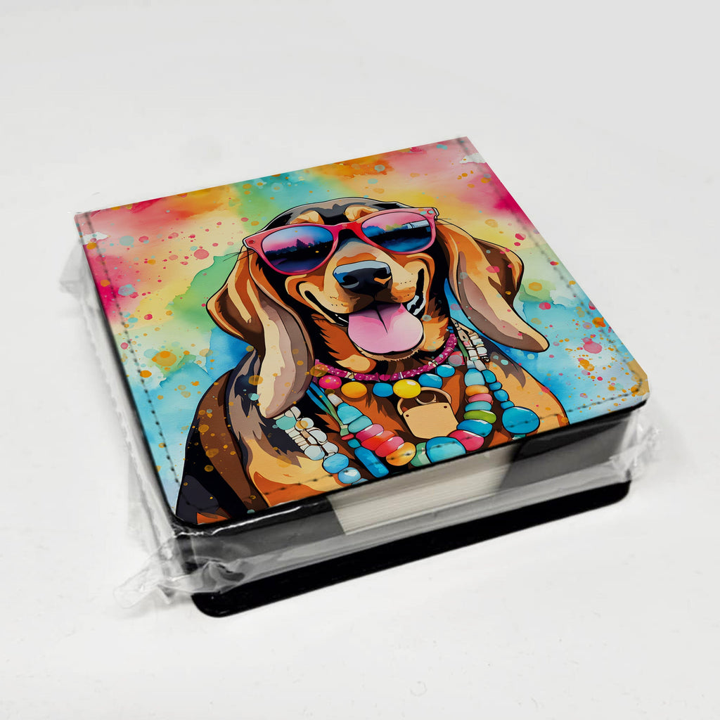Doberman Pinscher Hippie Dawg PU Leather Note Paper Holder with Artist-Designed Cover, Desk Accessory, Office Gift