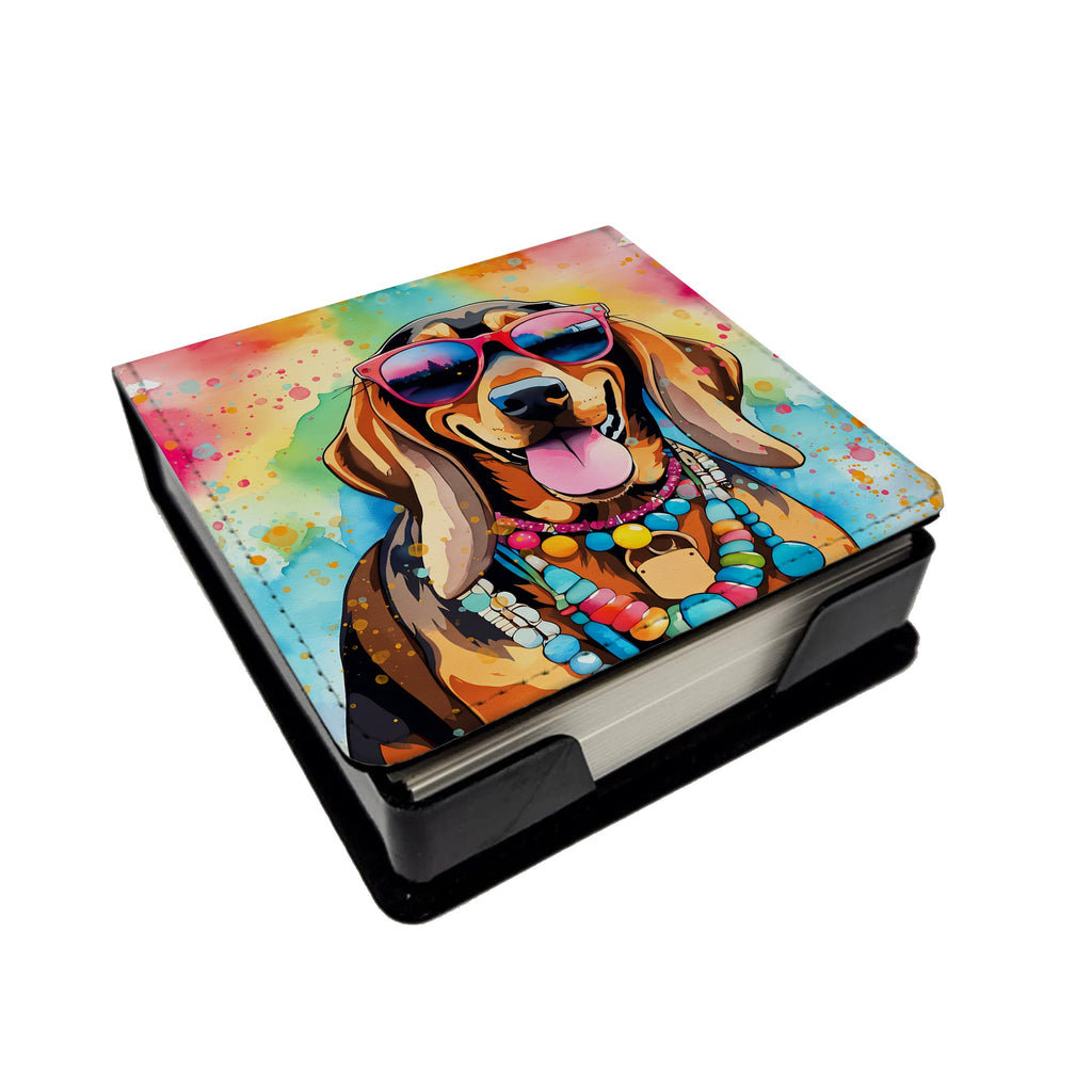 Doberman Pinscher Hippie Dawg PU Leather Note Paper Holder with Artist-Designed Cover, Desk Accessory, Office Gift