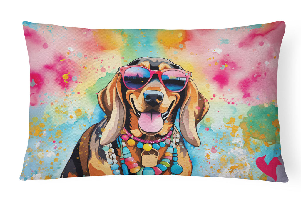 Doberman Pinscher Hippie Dawg Decorative Throw Pillow 12x16 Indoor Outdoor Accent Cushion, Fabric Cover with Insert for Sofa, Bed, Porch & Living Room