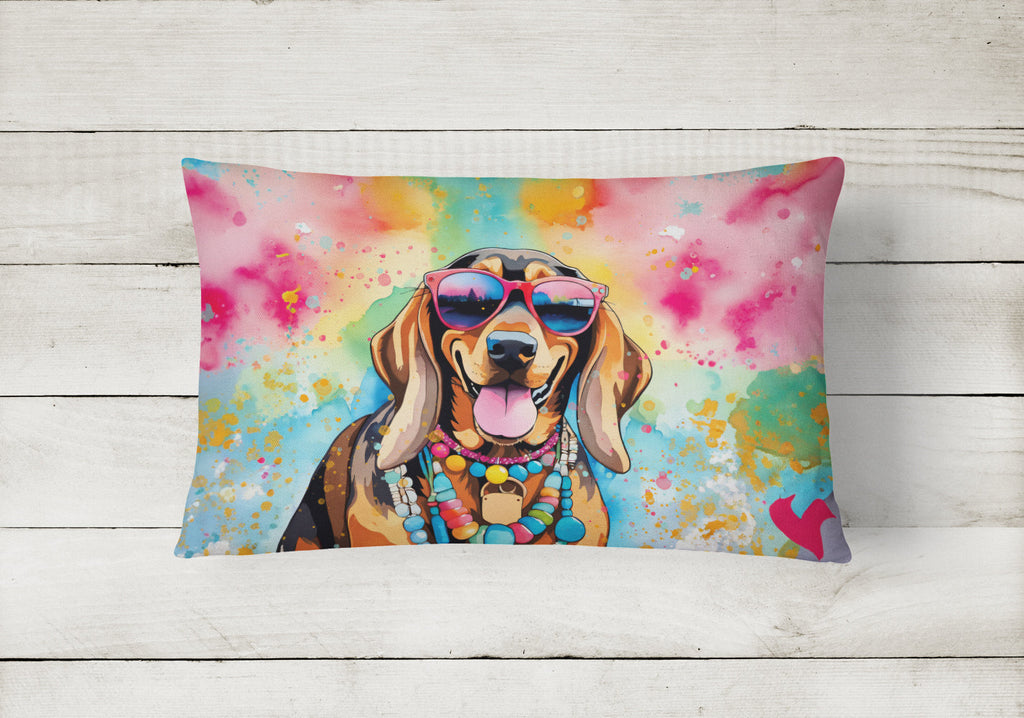 Doberman Pinscher Hippie Dawg Decorative Throw Pillow 12x16 Indoor Outdoor Accent Cushion, Fabric Cover with Insert for Sofa, Bed, Porch & Living Room
