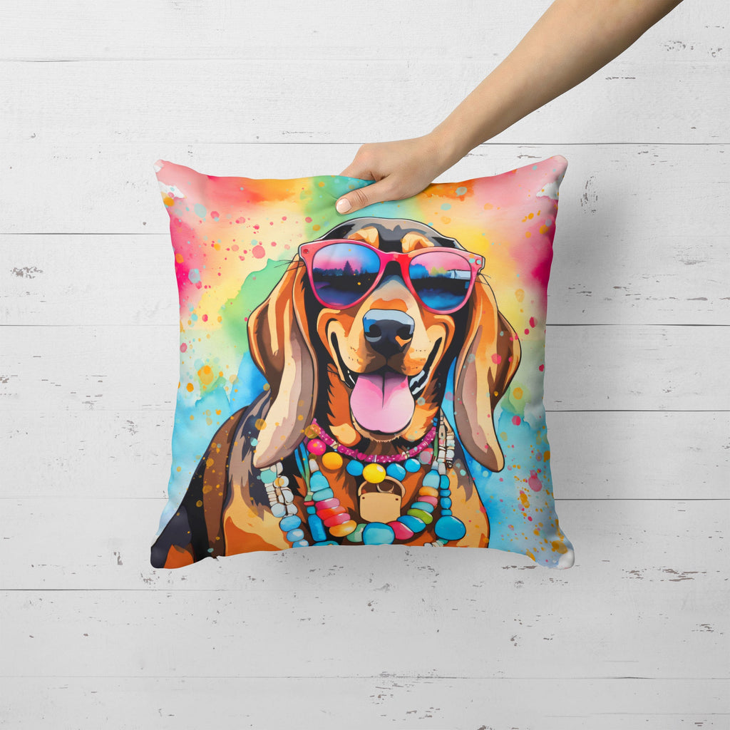 Doberman Pinscher Hippie Dawg Decorative Throw Pillow 18x18 Indoor Outdoor Accent Cushion, Fabric Cover with Insert for Sofa, Bed, Porch & Living Room