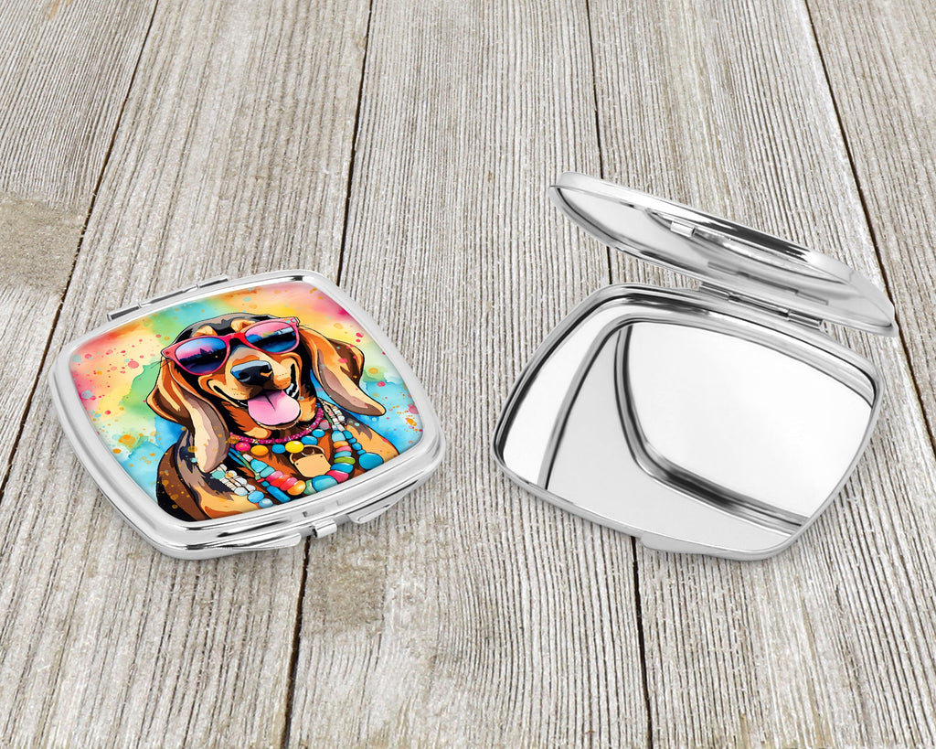 Doberman Pinscher Hippie Dawg Compact Mirror Decorative Travel Makeup Mirror for Women Girls Gifts Pocket Makeup Mirror Folding Handheld