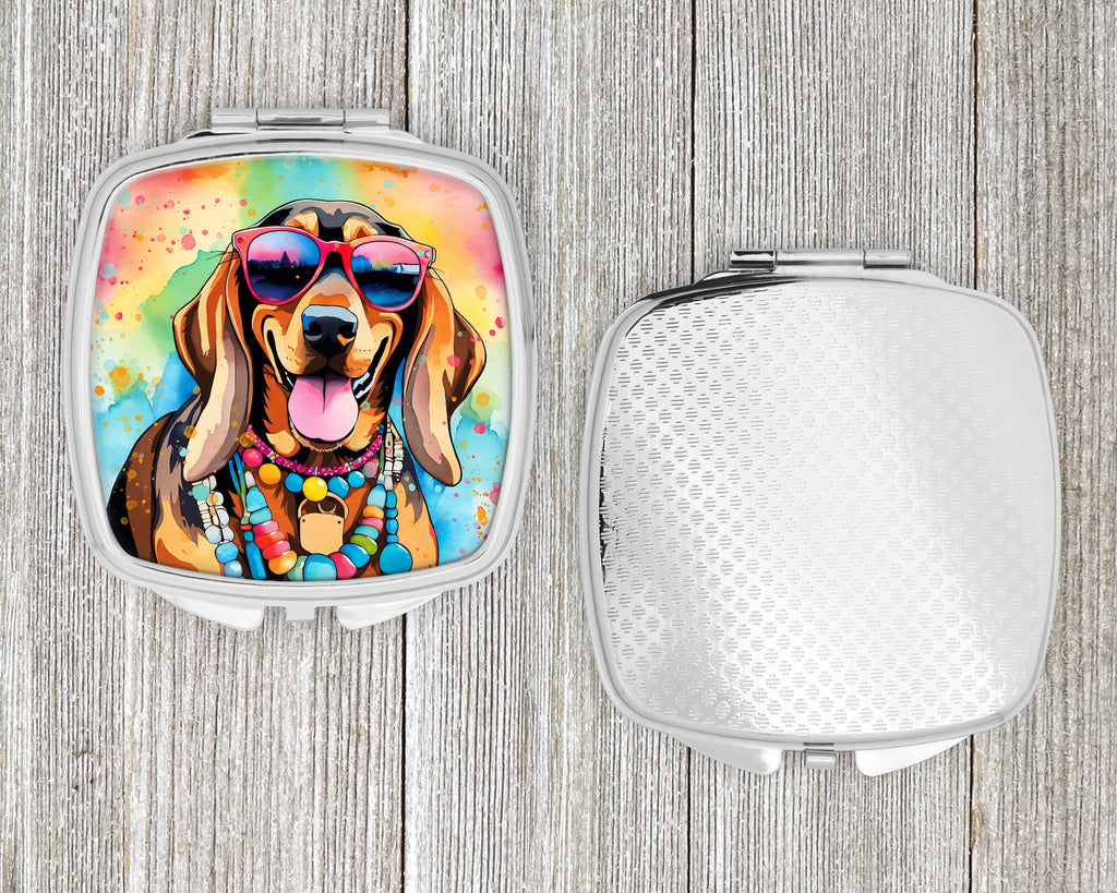 Doberman Pinscher Hippie Dawg Compact Mirror Decorative Travel Makeup Mirror for Women Girls Gifts Pocket Makeup Mirror Folding Handheld