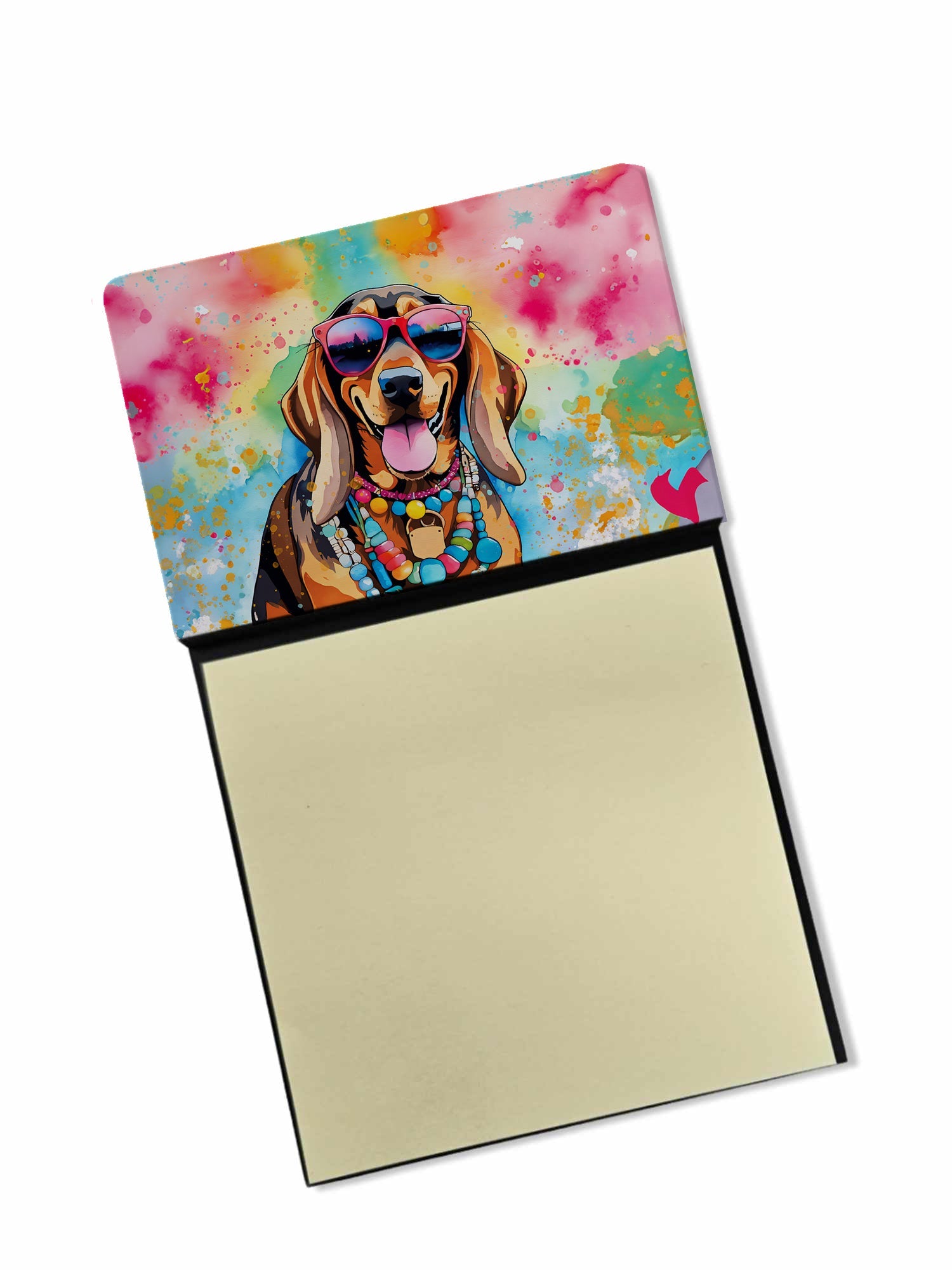 Doberman Pinscher Hippie Dawg Watercolor Sticky Note Holder Refillable Dispenser Desk Accessory 3x3 Pad Gift