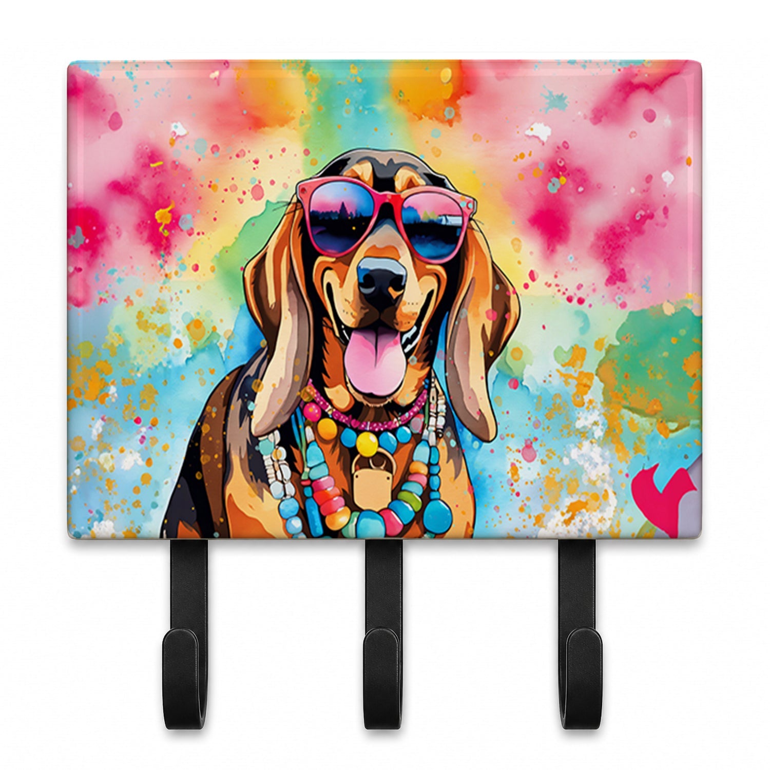 Doberman Pinscher Hippie Dawg Leash or Key Holder Wall Hooks, Coat Rack Wall Mount, for Hanging Keys, Towels, Aprons, Leashes