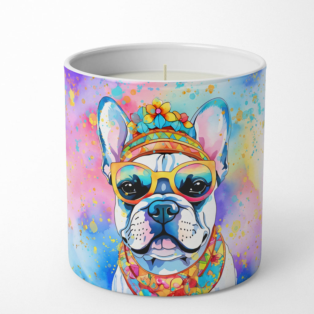 French Bulldog Hippie Dawg Decorative Soy Candle Nature Soy Wax Essential Oil Home Decor Ideal for Bedroom Kitchen Bath Office Gift, 10 oz
