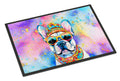 French Bulldog Hippie Dawg Doormat Indoor Outdoor 18H X 27W Front Door Mat Rugs for Entryway, Non Slip Washable