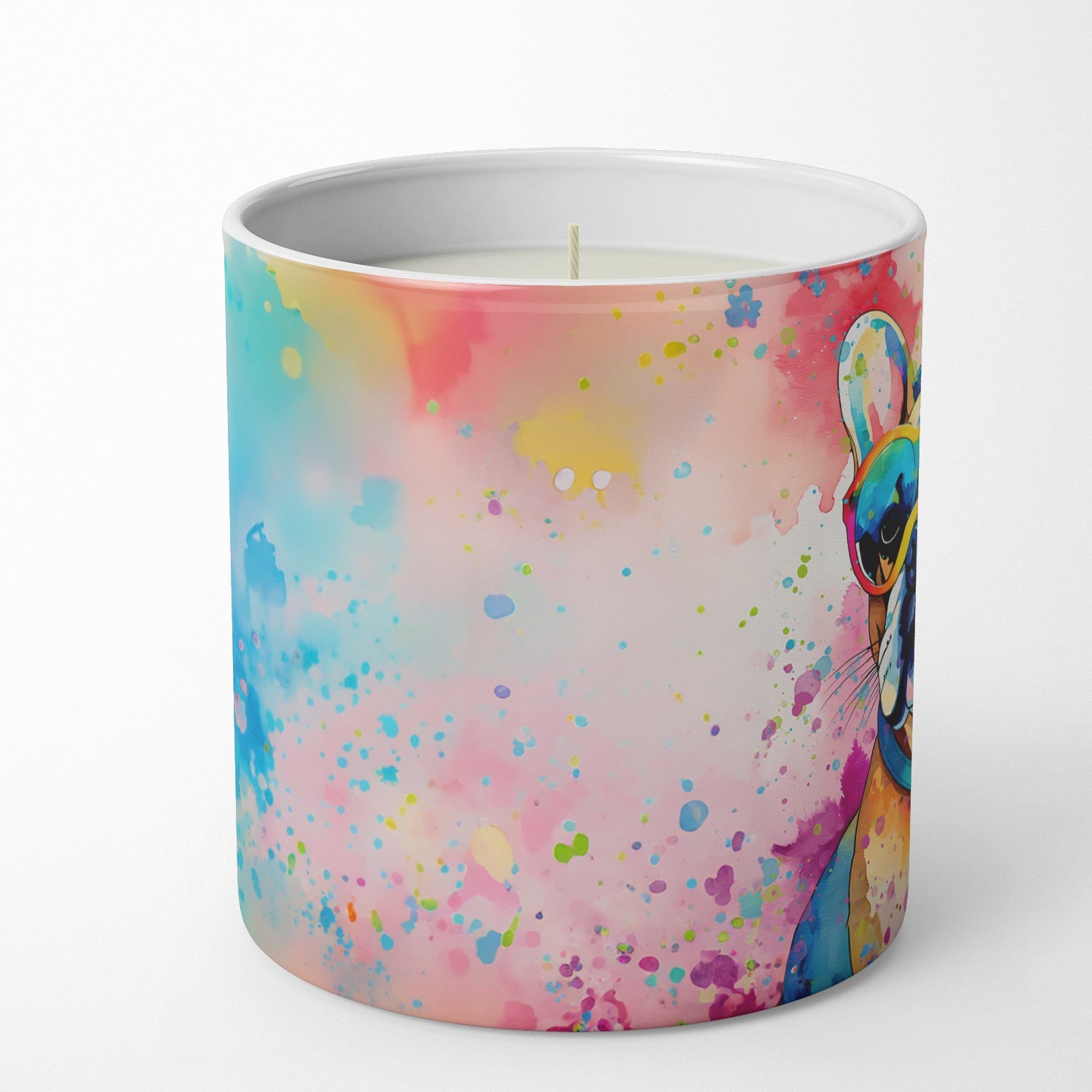 French Bulldog Hippie Dawg Decorative Soy Candle Nature Soy Wax Essential Oil Home Decor Ideal for Bedroom Kitchen Bath Office Gift, 10 oz