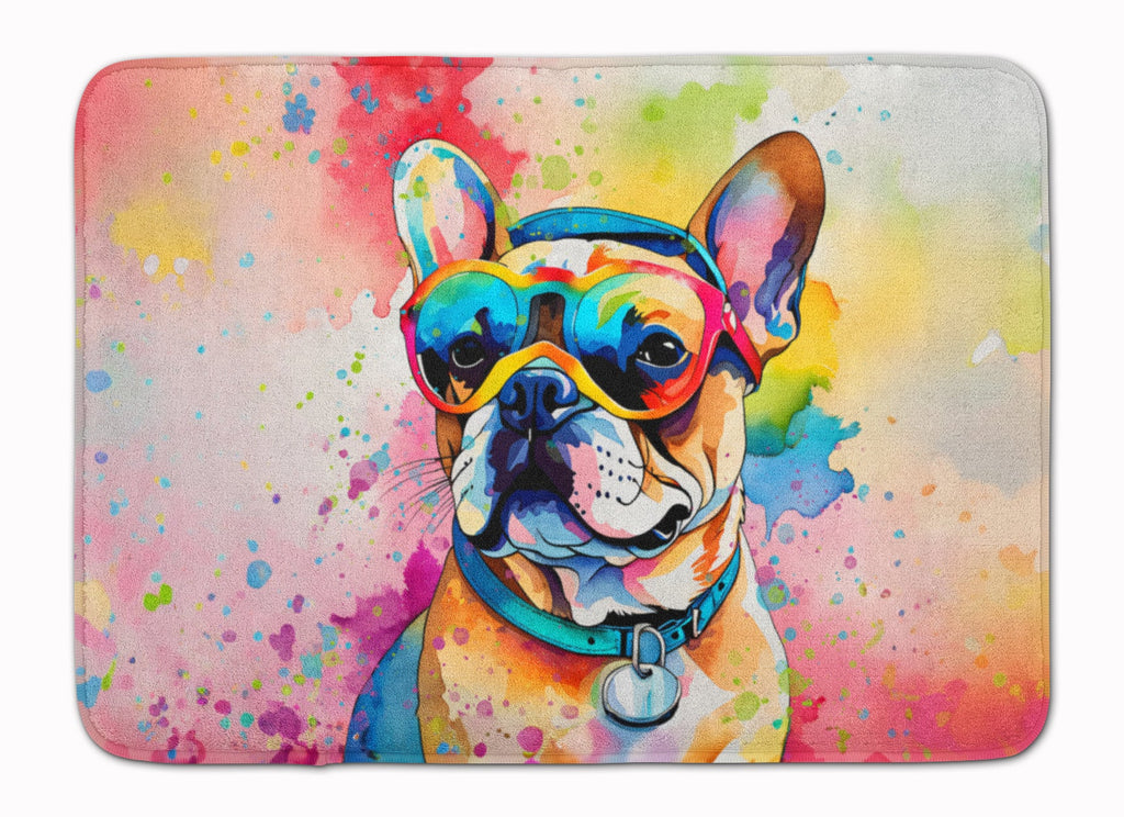 French Bulldog Hippie Dawg Memory Foam Kitchen Mat Machine Washable Anti-Fatigue Cushion Comfort Bath or Kitchen Rug