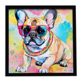 French Bulldog Hippie Dawg Framed Metal Print Bathroom, Kitchen, Office, Home Decor Wall Art Ready to Hang, Square, 8X8