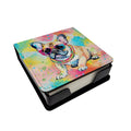 French Bulldog Hippie Dawg PU Leather Note Paper Holder with Artist-Designed Cover, Desk Accessory, Office Gift