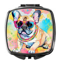 French Bulldog Hippie Dawg Compact Mirror Decorative Travel Makeup Mirror for Women Girls Gifts Pocket Makeup Mirror Folding Handheld