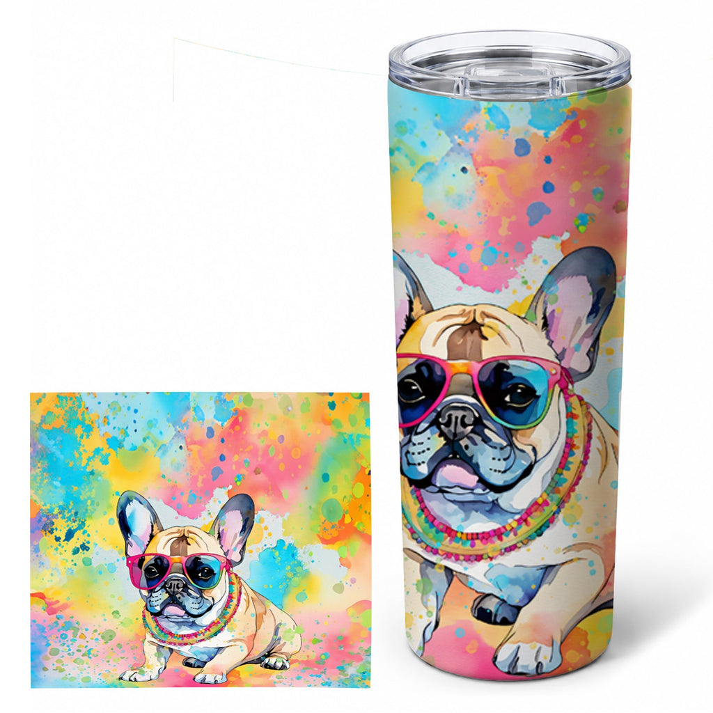 French Bulldog Hippie Dawg Stainless Steel Skinny Tumbler 20 oz Vacuum Double Walled Reusable Insulated Travel Cup