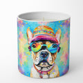 French Bulldog Hippie Dawg Decorative Soy Candle Nature Soy Wax Essential Oil Home Decor Ideal for Bedroom Kitchen Bath Office Gift, 10 oz
