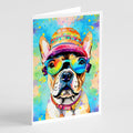 French Bulldog Hippie Dawg Greeting Cards Pack of 8 Blank Cards with Envelopes Whimsical A7 Size 5x7