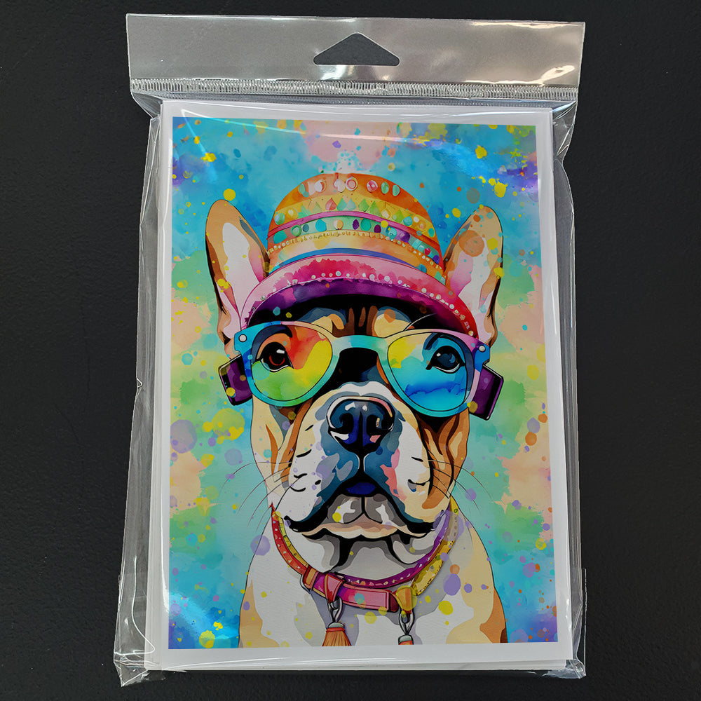 French Bulldog Hippie Dawg Greeting Cards Pack of 8 Blank Cards with Envelopes Whimsical A7 Size 5x7