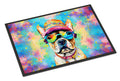 French Bulldog Hippie Dawg Doormat Indoor Outdoor 18H X 27W Front Door Mat Rugs for Entryway, Non Slip Washable