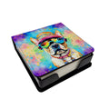 French Bulldog Hippie Dawg PU Leather Note Paper Holder with Artist-Designed Cover, Desk Accessory, Office Gift