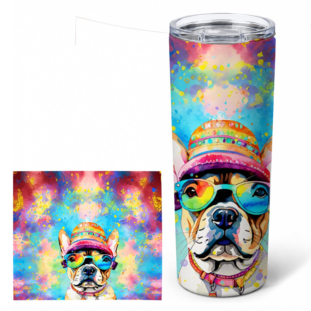 French Bulldog Hippie Dawg Stainless Steel Skinny Tumbler 20 oz Vacuum Double Walled Reusable Insulated Travel Cup