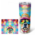 French Bulldog Hippie Dawg Stainless Steel Skinny Tumbler 20 oz Vacuum Double Walled Reusable Insulated Travel Cup